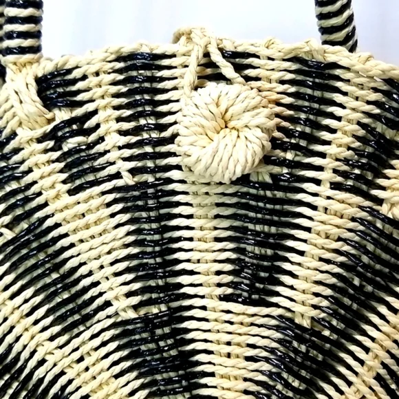 NY & COMPANY Circle, Black & Cream Shoulder Bag New With Tags Vacation Vibes - Picture 5 of 9